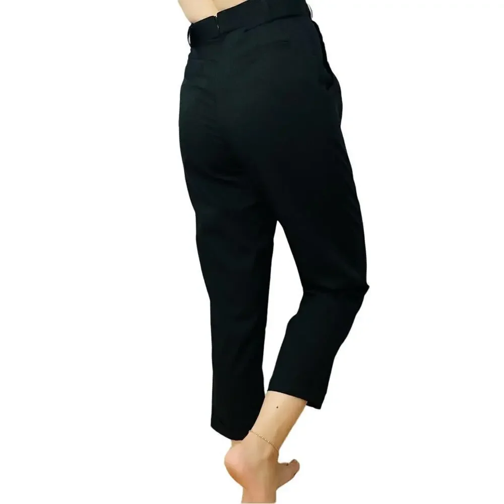 Aje Trousers Pants Cropped Ankle Black Wool Minimalist Work Academia 6 Small
